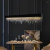Hängslampor matsal svart ljuskrona modern kristalllampa bar kök ö led hängande hem dekoration interiör belysning fixtur