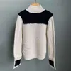 Пиратский хиппи лоскут кашемирные свитера Женщина зимнее с длинным рукавом сплит ретро -пуловер повседневный винтажный классический свитер