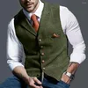 Męskie kamizelki Business Casual Plaid Slim Vest Kurtka Mężczyzna Brytyjski elegancki dżentelmen retro solidny kolor prosty sukienka jednokierunkowa