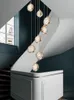 Lampes suspendues Duplex Rotation Boule De Cristal Escalier Lustre Nordique Villa De Luxe Creux Haut Salon Lobby Bulle LED Long