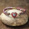 Braccialetto Imperial Stone Heart Shape Charm Bracciali Donna Bohemia Yoga String Bracciale intrecciato Amante Bracciale avvolgente Femme Gioielli fatti a mano 230726