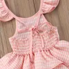 Robes de fille d'été pour enfants fille rose à carreaux robe à volants enfant en bas âge bébé princesse robe en couches anniversaire robes de fête de mariage vêtements pour enfants 230725