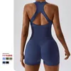 Actieve Sets Naadloze Cross Back Fitness Jumpsuit Gym Set Vrouwen Workout Korte Leggings Outfits Running Sport Shorts Romper Dragen