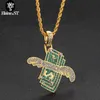 Entier 2021 Argent Cubique Zircon Glacé Chaîne Flying Cash Pendentif Collier Hip Hop Charme Chaînes Bijoux Pour Hommes Femmes Colliers306I