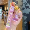 Creative Liquid Quicksand Cartoon Keychain Pendant Cute Kuromi Drift Bottle Schoolbag Ornaments Car Keyring For Women Girl Kids Gifts 2294