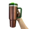 40oz Sublimatie Watermeloen Moonshine Quencher tuimelaar 40oz Watermeloen Moonshine Cup H2.0 Sublimatie 40oz Travel Coffee Mug met groen handvat