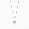 Designer Brand Classic Tiffays s925 Sterling Silver Double Heart Plate Pendant with Drip Glue and Diamond Plated Tie Necklace