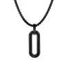 Ciondolo da uomo in acciaio inossidabile geometrico ovale semplice collana hip-hop per regali gioielli catena Rolo 3mm 24 pollici n1845