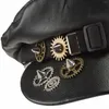 Berets Steam Punk Hat Gothic Men Women Headpiece Biker Caps PU Leather Cabbie Cap For Cosplay Parade Holiday Magician Fancy Dress