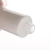 Bouteilles de stockage vides 4 oz grande taille perle blanc verre pompe bouteille Rpund Lotion cosmétique avec bouchon en plastique à motifs en bois noir