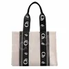 Strand Woody Tote Bags Luxe designer Takken Mandstrepen Handtekening Logo Ribbon Breed handvat Leer Crossbody Schouder Kleine boodschappentas Handtassen PU 00JH#