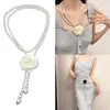 Belts Camellia Pearl Waist Chain Women Party Dress Belt Vintage Tassel Chains Aesthetic Girl Female Body Drop