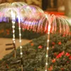 Lumières solaires extérieures de méduse de fibre optique Lumières solaires de jardin imperméables 7 couleurs changent le décor de jardin de pieu équitable pour les décorations de Noël de voie de patio de cour