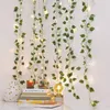 Decoratieve bloemen 12 stks Ivy groene nepbladeren slinger planten Vine gebladerte huisdecoratie hangende rotan touw muur decor kunstmatige planten