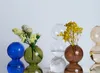 Objets décoratifs Figurines Vase en verre Nordic Home Decor Vase à bulles Petit vase sur table colorée Décoration Cadeau Vase en verre bleu 230725