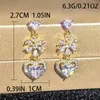 Boucles d'oreilles pendantes breloque femme mignon petit nœud papillon amour coeur goutte pour les femmes mariage couleur or bijoux