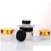 Packing Bottles 5G 10G Glass Jar Face Cream Bottle Cosmetic Empty Container With Black Sier Gold Lid And Inner Pad For Lotion Lip Balm Otpcm