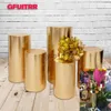 Bakgrundsmaterial Gfuitrr Gold Silver Shiny Metal Fabric Elastic Cylinder Cover Bright Happy Birthday Elastic Bakgrund Rainbow Photo Prop X0725