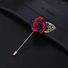 Brooches Korean Fabric Rose Brooch Men Suit Shirt Long Needle Lapel Pin And Scarf Buckle Badge For Women Fashion Jewelry