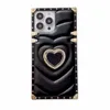 3D Love Heart Derver Square Ceather Case для iPhone 14 13 12 11 Pro Max Samsung S23 S22 Plus Ultra Shockper Cover