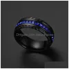 Cluster Rings Blue Diamond Black Tire Ring Band Fashion Jewelry Women Engagement Gift 080499 Drop Delivery DHMDB