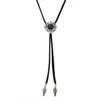 Fashion vintage Lange zwarte drop water ovale Lederen Touw bolo tie Charms DIY Vrouwelijke Ketting Pendant288x