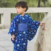 Etnik Giyim Çocuk Japon Geleneksel Kimono Obi ile Güzel Baskılar Erkekler Resmi Yukata Çocuk Sahnesi Kostüm Yaparak