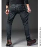 Mäns jeans Business Cassic Elastic Men High Stretch Plus Size Full Längd rak denim Pants Flap Pocket Pocket dragkedja Flybyxor 230316 L230726