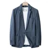 Męskie garnitury męskie bawełniane lniane pasiaste blazer kurtka 2023 Spring Autumn oddychający sportowy płaszcz biznesowy
