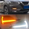 2st CAR LED DAYTIME Running Light Dynamic Turn Yellow Signal Drl Fog Lamp för Nissan Qashqai 2019 2020 2021 2022241Z