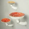 Candle Holders Mushroom Head Candle Holder Wall Mounted Floating Shelf Resin Wall Storage Tray Indoor Decorations 230725