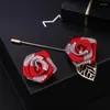 Brooches Korean Fabric Rose Brooch Men Suit Shirt Long Needle Lapel Pin And Scarf Buckle Badge For Women Fashion Jewelry