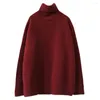 Damenpullover Vintage Strick Herbst/Winter Pullover Pullover Rollkragen Unisex Y2K Harajuku Übergroße rote schicke Ästhetik