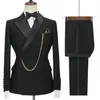 Men's Suits & Blazers Latest Coat Pant Designs Groomsmen Black Groom Tuxedos Shawl Lapel Men 2 Pieces Wedding Party Bridegroo354e