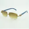 Nuevas gafas de sol de madera de moda de lujo con diamantes de moissanita 3524015 gafas de sol de madera azul natural lentes talladas envío gratis