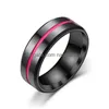 Band Rings Stainless Steel Black Ring Enamel Ribbon Engagement Women Mens Fine Fashion Jewelry Gift Drop Delivery Dhh8W