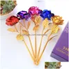 Decorative Flowers Wreaths Artificial Gold Foil Plated Rose Birthday Valentine Day Mother Gift Home Drop Delivery Garden Festive Par Otcwm