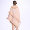 Frauenpullover Europa 2023 Herbst Winter Lose O Kragen Quaste Pullover Pullover Frauen Mode Faux Pelz Warm Cape Schal Mantel W705