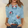 Женские футболки T Plus Size Tops Fashion Casual Three Aquept Cround Funce Functing Printing Осень и зимняя капля корабль