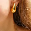 2024 Trend Neue Edelstahl Teardrop Chubby Drop Ohrringe PVD Stilvolle Ohrring Gold Farbe Wasserdicht Chic Schmuck Party Gift654