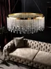 Kroonluchters Luxe Gouden Kwastje Kristallen Kroonluchter Nordic LED Circulaire Plafond Hanglampen Woonkamer Eetkamer El Home Decor Hanglamp