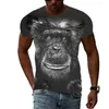 Camisetas masculinas Summer Men Tshirt 3D Cool Monkey Print T-shirt Fashion Oversized Shirt Hip Hop Tops Tees Women Tees Animal Kids Clothing