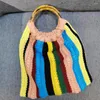 Bolsas de noite Bolsas de crochê tecidas à mão femininas bolsa de ombro de algodão oco 2023 moda feminina vintage compras bolsas com alça superior