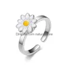 Anelli a grappolo Girevole Misura aperta Regolabile Occhio di diamante Girasole Margherita Decompressione Donna Micro-intarsio Zircone Fiore Gioielleria di moda Dhhsz