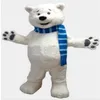 Cachecol azul personalizado profissional Traje da mascote do urso polar dos desenhos animados urso branco animal personagem Roupas Festa de Halloween Fanc2603