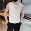 メンズタンクトップソーシャルガイサマークイック乾燥通気性レジャーニットノースリーブTシャツ若い男の子プルオーバーソリッドカラーユースベスト