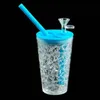 Bong Waterpijp Drinken Voor Rook Cup Booreiland Glas Kruid Waskolf Siliconen Kleurrijke Pijpen Recycler Waterpijp 1 Stuk Rook winkel