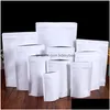 Bolsas de embalaje Bolsa de papel Kraft blanca de pie Bolsa de embalaje de papel de aluminio Comida Té Merienda A prueba de olores Paquete resellable Entrega directa Othte