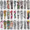 Volledige Arm Tijdelijke Tattoo Mouwen Pauw pioen draak schedel Ontwerpen Waterdicht Cool Mannen Vrouwen Tattoos Stickers Body Art schildert D1231T