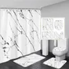 Douchegordijnen Abstract marmeren douchegordijn set gouden lijnen zwart grijs patroon moderne luxe thuis badkamer decoratie antislip tapijt wc deksel 230726